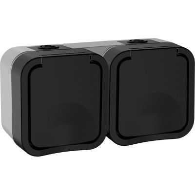 Розетка IEK Tors 2-ая с з/к кр. горизонтальный 16а ip55 ts122 графит TS-R26-16-55-G-K53