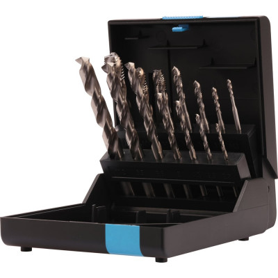 Набор метчиков машинных спиральных VOLKEL M3-M12 HSSE DIN371/376 (+ сверла) 14пр V47847