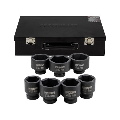 Головки ударные, набор 1"DR, 46-75 мм, 6-гранные, 7 предметов Forcekraft FK-8071-5MPB(58496)