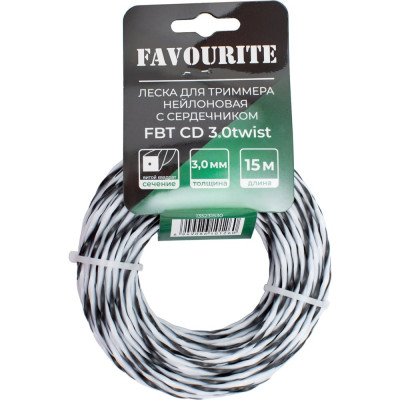 Леска для триммера нейлоновая 3.0 мм, 15 м, витой квадрат с сердечником FAVOURITE FBT CD 3.0twist 135231530
