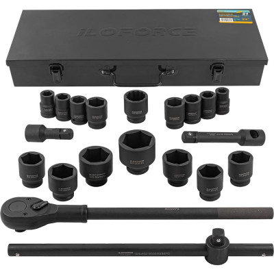 Набор инструментов ударных iLOFORCE 21пр, 3/4" (6гр.) IF-6212-5MPB(58979)