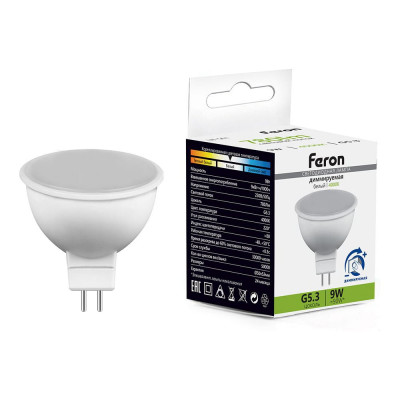 Лампа светодиодная FERON диммируемая LB-561 MR16 G5.3 9W 230V 4000K, 51071