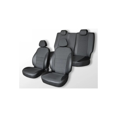 Чехлы на сиденья DEFLY SsangYong Rexton 2001-2012, 5-мест, экокожа черная/жаккард Ss1-2C