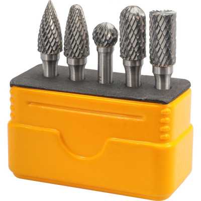 Набор бор-фрез твердосплавных 10 мм, HM, S=6 мм, 5 шт, Mini-Box H-Tools 116004HT