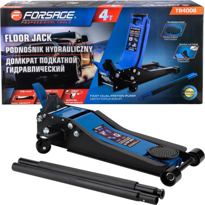 Домкрат Forsage подкатной гидравлический двухпоршневой 4т. с 3-мя уровнями фиксации F-T84008(1142)
