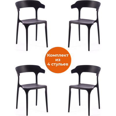 Комплект стульев 4 шт. Tetchair TON (mod. PC33) пластик, 48x48x74 см, черный 24282