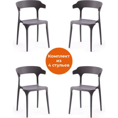 Комплект стульев 4 шт. Tetchair TON (mod. PC33) пластик, 48x48x74 см, темно-серый 24284