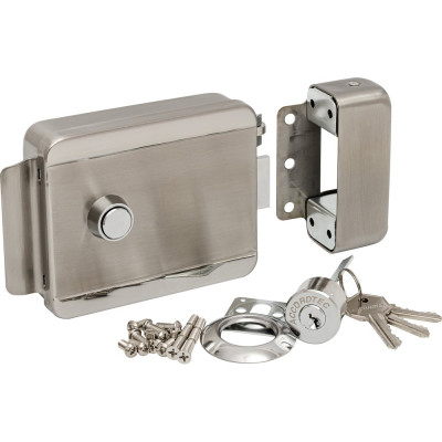 Электромеханический накладной замок ACCORDTEC AT-EL101A, универсальный, цилиндр снаружи, кнопка АТ-02404