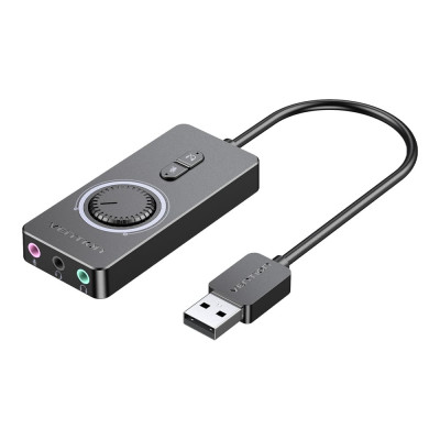 Внешняя звуковая карта VENTION USB c регулятором громкости Черная CDRBB