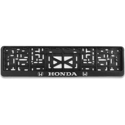 Рамка для номера автомобиля с защелкой пластиковая черная DEFLY HONDA серебро D112/1-HD-s