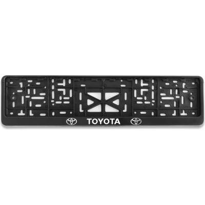 Рамка для номера автомобиля с защелкой пластиковая черная DEFLY TOYOTA серебро D112/1-TO-s
