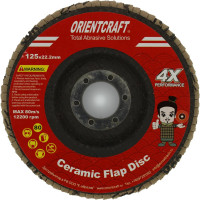 Круг лепестковый торцевой Orientcraft 125x22 мм, Р 80, керамическое зерно, выпуклый 116.00cra80G