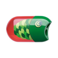 Пластиковая точилка Faber-Castell с ластиком fish 2 отверстия, контейнер 183525