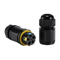 5-контактный соединитель-коннектор STEKKER ld546 с рычажной клеммой, с пружинным контактом, IP68, черный , 49234