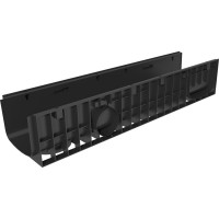 Пластиковый лоток Gidrolica dn200 h185 мм с чугунной ячеистой решеткой и крепежом класс c250 820527