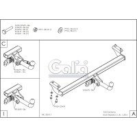 Полностью оцинкованный фаркоп GALIA для Toyota RAV4 2000-2006, Chery Tiggo 2006-2014, Vortex Tingo 2010-2013 тип шара A T042A