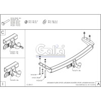 Полностью оцинкованный фаркоп GALIA для Mitsubishi Pajero Sport 1998-2008, Mitsubishi Shogun 1998-2010, Mitsubishi Montero Sport 1998-2010 тип шара A M057A
