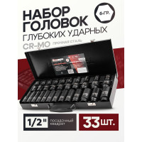 Набор торцевых 6-гр. ударных головок Forcekraft 33 предмета FK-4333-5MPB(56702)