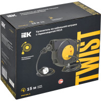 Удлинитель IEK Twist катушка ук15 1место, 2p+pe/15м+2м, 3x1,5мм2, автосмотка TW-KP27-16-01-15-02