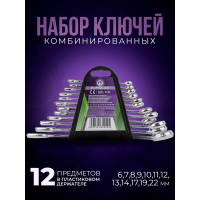 Набор комбинированных ключей POMAGIER 6-14, 17, 19, 22 мм, 12 предметов в пластиковом держателе POM-5123(57387)