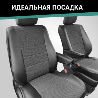 Чехлы на сиденья DEFLY SsangYong Rexton 2001-2012, 5-мест, экокожа черная/жаккард Ss1-2C