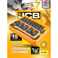 Набор глубоких ударных головок JCB 1/2" (6гр.) 15 предметов JCB-4157MPB(59168)