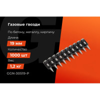 Гвозди по бетону Gigant 3,05x19 мм усиленные оцинк. 1000шт без газового баллона GGN-30519-P