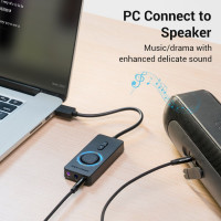 Внешняя звуковая карта VENTION USB c регулятором громкости Черная CDRBB