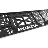 Рамка для номера автомобиля с защелкой пластиковая черная DEFLY HONDA серебро D112/1-HD-s
