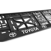 Рамка для номера автомобиля с защелкой пластиковая черная DEFLY TOYOTA серебро D112/1-TO-s