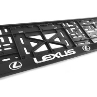 Рамка для номера автомобиля с защелкой пластиковая черная DEFLY LEXUS серебро D112/1-LS-s