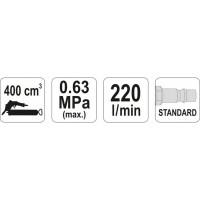 Пневматический нагнетатель консистентных смазок YATO 400 мл 0,63 mpa 220 l/min YT-07057