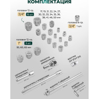 Набор инструментов Rockforce ударных 26пр, 3/4'' 1''(12гр.), в кейсе RF-68262-9(56226)