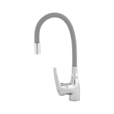 Смеситель для кухни Melodia della vita Ostessa картридж д.40 мм, гибкий излив, серый, без подводки 65071