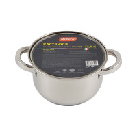 Кастрюля Mallony Mediano объем 2.6 л диаметр 18 см из нержавеющей стали с крышкой капсулированное дно 005443