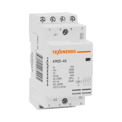 Контактор модульный Texenergo КМ 25-40 25А 4НO 230В KM25-40