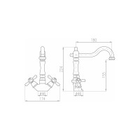 Смеситель для умывальника RavSlezak MORAVA RETRO с донным клапаном пластик MK121.5/8CMAT