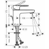 Смеситель для раковины Hansgrohe Vernis Blend 100, со сливным гарнитуром, матовый черный 71551670