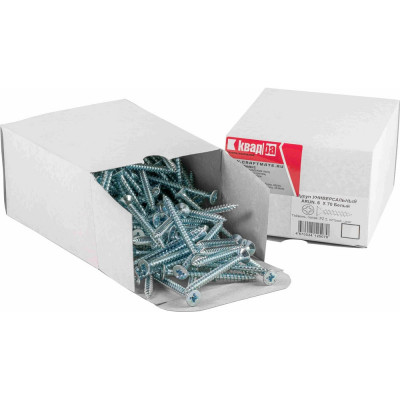 Универсальный саморез КВАДРА 6x70 белый, потайная голова, цинк, кор. 100 шт. 603070010003