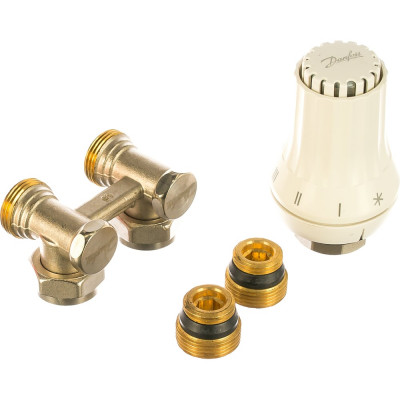 Комплект радиаторного терморегулятора Danfoss RAE-K RLV-KS угловой с переходниками G3/4A x G1/2A 013G5090