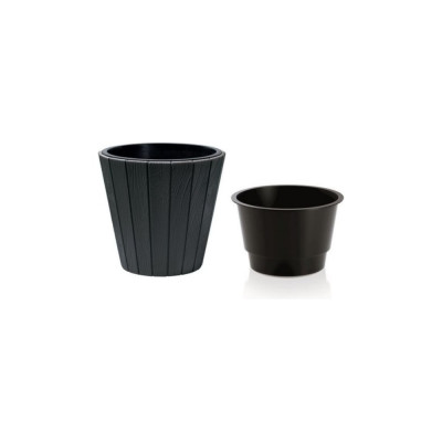 Кашпо с вкладышем Prosperplast Woode DBWO490 S433 48.8х45.7 см, антрацит 050949