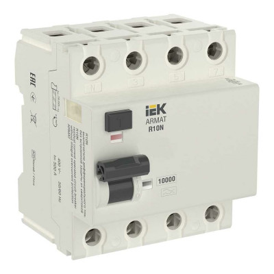 Выключатель дифференциального тока IEK ARMAT R10N 4P 63А 30мА тип A AR-R10N-4-063A030