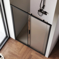 Душевая дверь AM.P Gem Solo 110x195, стекло матовое, профиль черный матовый W90G-110-1-195BM