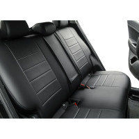 Авточехлы Rival Строчка (зад.сп. цельная) Volkswagen Polo SD 2010-2020, эко-кожа, черные, SC.5803.1