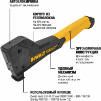 Степлер DEWALT ударный, корпус из углеволокна DWHT75900-0