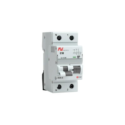 Дифференциальный автомат EKF AVERES DVA-6, 1P+N, 10А, 300мА, 6кА rcbo6-1pn-10C-300-a-av