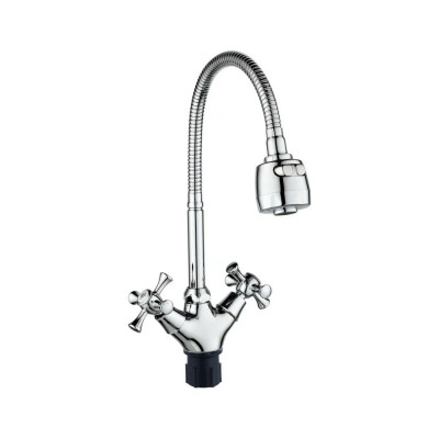 Смеситель для кухни Антей Луч с 2-мя рукоятками, с высоким гибким изливом, крепление гайка 1/10 587064-ANT