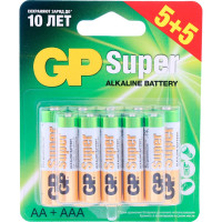 Алкалиновые батарейки GP набор 5+5шт, 15АА/24ААА, GP 15A/24A5/5-2CR10
