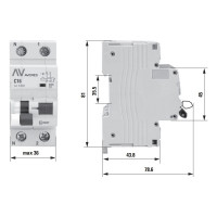 Дифференциальный автомат EKF DVA-6 1P+N 25А 300мА 6кА AVERES rcbo6-1pn-25C-300-a-av