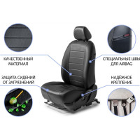 Авточехлы Rival Kia Seltos, 40/60, без заднего подлокотника, 2020-, экокожа, строчка SC.2810.1